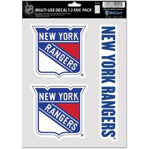 Wincraft NHL New York Rangers Decal Multi Use Fan 3 Pack, Team Colors, One Size