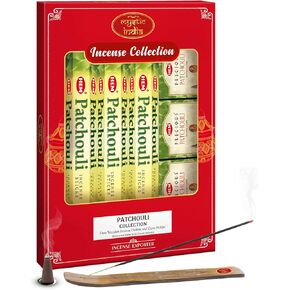 Mystic India - Hem Incense Patchouli 4 Tube Hexa & 3 Box Cones with Free Incense Holder & Cone Holders