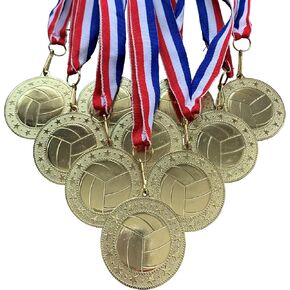 جائزة ميداليات الكرة الطائرة الذهبية مع أشرطة للرقبة (عبوة من 10 قطع) in Kuwait