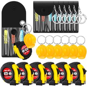Jutom Mini Tape Measure Screwdriver Construction Helmet Keychains Bulk for Men Party Favors Tool Birthday Party Gifts
