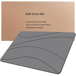 1 Pack Stone Bath Mat,Diatomaceous Earth Shower Mat for Bathroom,Non-Slip Super Absorbent Quick Drying Bathroom Floor Mat,Non Slip Bathtub mat,Easy to Clean(23.6"×15.4" Grey1)
