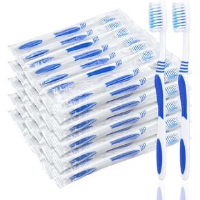 50 Prepasted Disposable Toothbrushes Individually Wrapped Pre Pasted Toothbrushes Soft Bristle Travel Tooth Brush Single Use Wrapped for Hotel, Camping, Travel and Gift for The Homeless
