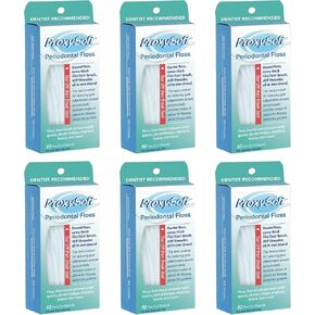 خيط تنظيف الأسنان للأقواس مع فرشاة خيط وسميكة للعناية اليومية بأمراض اللثة وصحة اللثة - خيط تنظيف الأسنان لتقويم الأسنان والأسنان، خيط تنظيف اللثة من ProxySoft، حزمة من 6 قطع in Kuwait