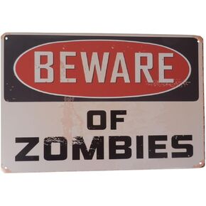 Warning Beware of Zombies Funny Tin Sign Bar Pub Garage Diner Cafe Home Wall Decor Home Decor Art Plaque Retro Vintage