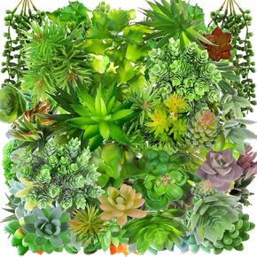 Tigeen 120 Pcs Artificial Succulents Unpotted Small Fake Succulents Realistic Textured Assorted Decorative Faux Succulents Plastic Succulent Plants for Landscape Garden Outdoor Arrangement