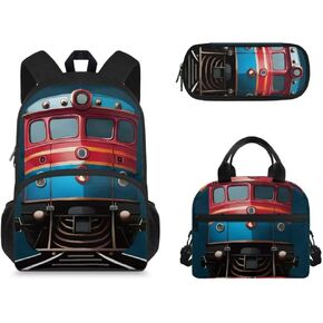 3 in 1 Cartoon School Bus Backpack for Girls Boys Teens Durable Fashion School Bag Insulated Lunchbox Portable Pencil Case for Elementary School