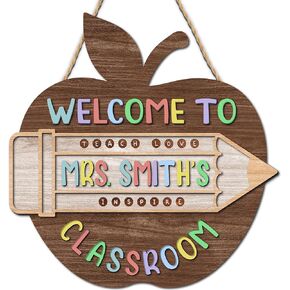 Hyturtle 3D Personalized Welcome Door Sign for Classroom - Custom Teacher Name Sign, Classroom Door Sign, Back To School Decoration, Teacher Signs for Classroom, Teacher Appreciation Gifts