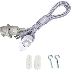 Pendant Light Kit with Dimmer Switch 15 Feet Hanging Lamp Cord Set Plug in Edison Light Bulb Socket Rope for E26 E27 DIY Swag Light Fixtures (1 Pack, White)