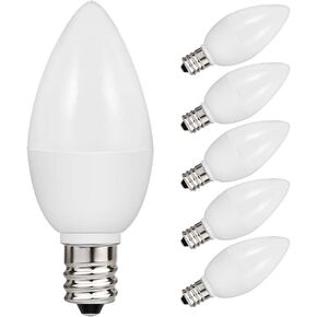 TAIYALOO LED C7 S6 1W Night Light Bulbs, 10 Watt Light Bulbs Equivalent, Warm White 3000K, E12 Candelabra Base, Small Light Bulb for Bedroom Porch, Hallways, Salt Lamp, Chandeliers (5 Pack)