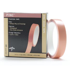 Medline Pinc Zinc Oxide Fixation Tape, 1/2" x 5 yd., Ideal for Wound Care and First Aid, Pack of 36