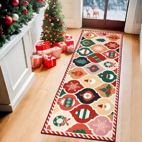 nesrt Christmas Hallway Runner Rugs 2x6 Non Slip Washable Moroccan Trellis Rug Runners Soft Laundry Rug Runner Low Pile Bedroom Runner Rug for Entrance Kitchen Bathroom Office Xmas