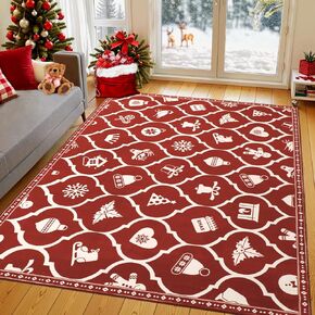 nesrt Christmas Hallway Runner Rugs 2x6 Non Slip Washable Moroccan Trellis Rug Runners Soft Laundry Rug Runner Low Pile Bedroom Runner Rug for Entrance Kitchen Bathroom Office Xmas