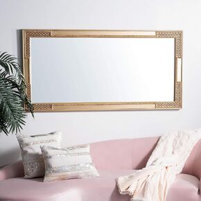 مرآة مستطيلة مزخرفة فضية مقاس 30 × 67 بوصة من مجموعة Safavieh Home Collection Lerson
