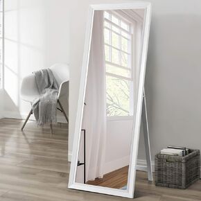 Elevens Traditional Full Length Floor Mirror 65"x22" Rustic Tall Floor Mirror Wall Mirror Standing or Leaning Against Wall for Bedroom, Dressing and Wall-Mounted - White