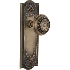 Nostalgic Warehouse Meadows Plate with Meadows Knob, Single Dummy, Antique Brass