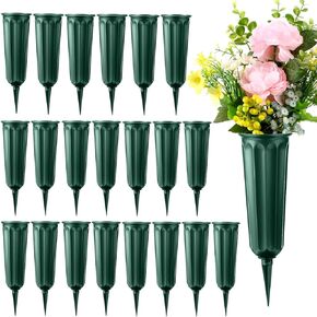 21 Pack Memorial Flower Vase Plastic Cemetery Vases with Spikes Cemetery Decorations for Grave Decorations for Cemetery Vases for Flowers Plastic Vases for Flowers Cemetery Flowers for Grave Vase