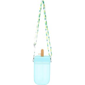 Yardwe Cute Water Bottle, 300ML Creative Ice Cream Popsicle Cups with Adjustable Shoulder Strap, Plastic Water Bottles Drinking Bottles for Camping Sports Travel