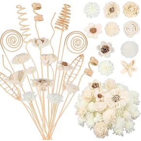 Cindeer 200 Pcs Reed Diffuser Sticks Set Include 10 Style 100 Pcs Natural Rattan Flower Reed 7 Style 100 Pcs Mixed Fragrance Diffuser Rattan Reed Fragrance Diffuser Replacement for Home Fragrance