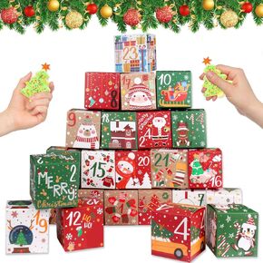 ONESING 24 Pcs DIY Christmas Advent Calendar Boxes for 2024, 24 Days Countdown Calendar Gift for Adults and Kids Christmas Cardboard Number Boxes Make & Fill Your Own Advent Calendar Boxes