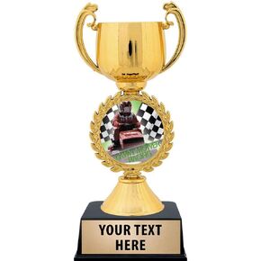 Crown Awards Personalized Lawn Mower Racing Trophy, 7.25" Gold Cup Lawn Mower Racing Trophies with Free Custom Engraving Prime
