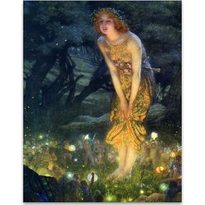 Fairy Painting Neoclassical Art Nouveau Print - Midsummer Eve by Edward Robert Hughes - 11x14 Unframed Poster - Perfect Vintage Home Decor and Great Gift for Those That Believe in Fairies, Magic