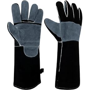 16" Leather Welding Gloves, Fire and Heat Resistant Long Sleeve Welding Gloves, For Mig, Gas, BBQ, Oven, Grill, Fireplace, Baking Mitts, Fireplace, Animal Training, Animal Handling