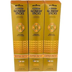 Gonesh Incense - 12 Pumpkin Spice Pack (240 Sticks) Incense Sticks Extra Rich Collection