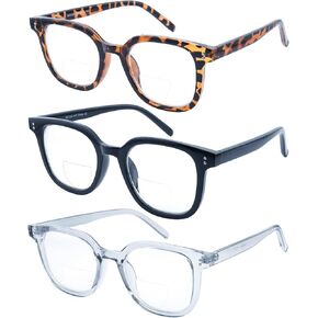3 Pack Bifocal Reading Glasses,Blue Light Blocking Computer Readers for Women,Anti UV Ray Filter Eyeglasses 2.0