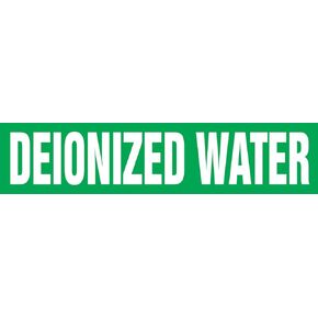 Accuform RPK253SSB Self-Stick "DEIONIZED Water" Pipe Marker for 1-1/2" to 2" OD Pipe, White on Green, 1-1/2" H x 8" W