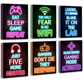 Drsoum Video Gamer Room Decor for Boys Gaming Wall Art Neon Gaming Room Decor Game Poster 𝐅𝐫𝐚𝐦𝐞𝐝 12"x16" - Gamer Wall Decor Teenage Boy Room Decor