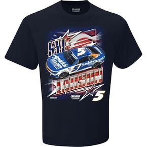 تي شيرت كايل لارسون #5 ناسكار 2024 شارلوت 600 مخطط وطني، أزرق داكن in Kuwait