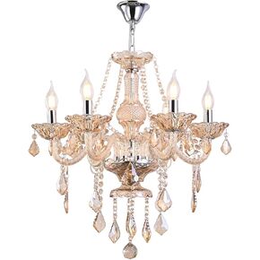 Champagne Color 12-Light Crystal Chandelier Light Fixture ; Modern K9 Crystal Chandeliers Lighting 2-Tier Candle Crystal Pendant Ceiling Light for Living Room Lobby Stair (12 Lights)