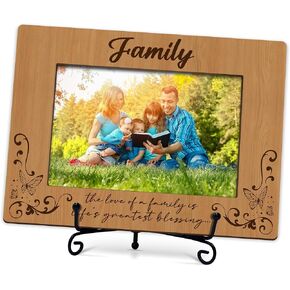 Family Picture Frame, The Love Of A Family Is Life's Greatest Blessing, Wooden Tabletop Photo Frame With Stand, Gifts For Family Dad Mom Grandparents, Family Gifts, Housewarming Gifts, D03