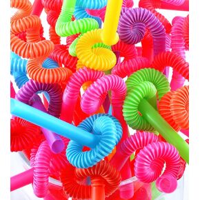 Perfect Stix Flexible , Bendy Straws Unwrapped Neon Assorted, 100 Count (Pack of 1)