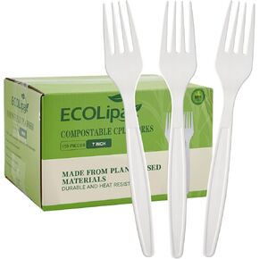 ECOLipak 150 Pcs Disposable Spoons, 6.7" Large Size White Disposable Spoons, Heavy Duty No Plastic Spoons for Party, BBQ, Picnic