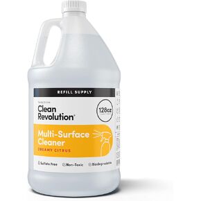 Clean Revolution Multi Surface Cleaner Refill Supply, Non-Toxic, Eco-Friendly & Plant-Based, Ready to Use, Seaside Lavender, 128 Fl Oz (Pack of 4)