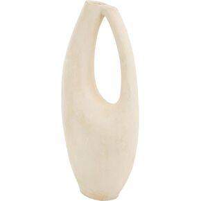 Deco 79 Paper Mache Decorative Vase Abstract Curved Centerpiece Vase with Handle, Flower Vase for Home Decoration 8" x 4" x 18", Beige