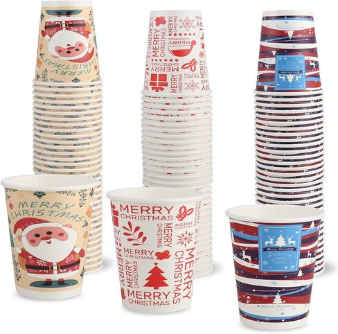 Richboom Christmas Cups, 32 Count 16 oz Disposable Christmas Coffee Cups Holiday Paper Coffee Cups Hot Chocolate Bar Supplies for Merry Christmas or New Year Party Decorations in Kuwait