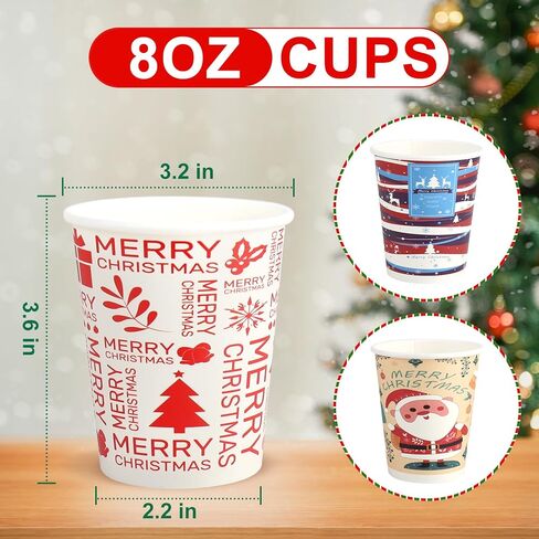 Richboom Christmas Cups, 32 Count 16 oz Disposable Christmas Coffee Cups Holiday Paper Coffee Cups Hot Chocolate Bar Supplies for Merry Christmas or New Year Party Decorations in Kuwait