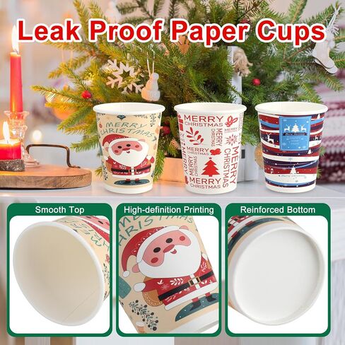 Richboom Christmas Cups, 32 Count 16 oz Disposable Christmas Coffee Cups Holiday Paper Coffee Cups Hot Chocolate Bar Supplies for Merry Christmas or New Year Party Decorations in Kuwait