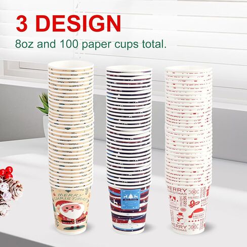Richboom Christmas Cups, 32 Count 16 oz Disposable Christmas Coffee Cups Holiday Paper Coffee Cups Hot Chocolate Bar Supplies for Merry Christmas or New Year Party Decorations in Kuwait