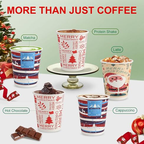 Richboom Christmas Cups, 32 Count 16 oz Disposable Christmas Coffee Cups Holiday Paper Coffee Cups Hot Chocolate Bar Supplies for Merry Christmas or New Year Party Decorations in Kuwait
