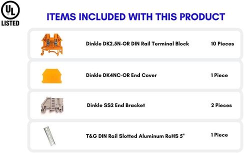 Dinkle Assembly DK2.5N White/Black 10 Gang DIN Rail Terminal Blocks, 12-22 AWG, 20 Amp, 600 Volt in Saudi Arabia