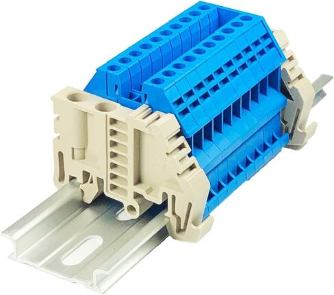 Dinkle Assembly DK2.5N White/Black 10 Gang DIN Rail Terminal Blocks, 12-22 AWG, 20 Amp, 600 Volt in Saudi Arabia
