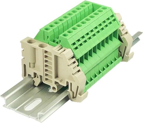Dinkle Assembly DK2.5N White/Black 10 Gang DIN Rail Terminal Blocks, 12-22 AWG, 20 Amp, 600 Volt in Saudi Arabia