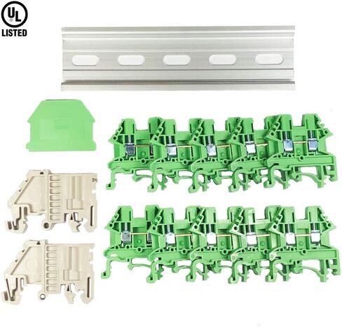 Dinkle Assembly DK2.5N White/Black 10 Gang DIN Rail Terminal Blocks, 12-22 AWG, 20 Amp, 600 Volt in Saudi Arabia