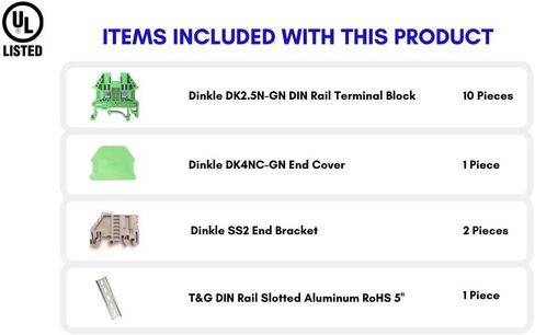 Dinkle Assembly DK2.5N White/Black 10 Gang DIN Rail Terminal Blocks, 12-22 AWG, 20 Amp, 600 Volt in Saudi Arabia