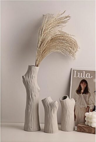 Ceramic Flower Vase Set of 2,Nordic Minimalism Modern Home Decor,Boho Decoration Vases for Table,Farmhouse,Bookshelf,Living Room,Shelf Decor,Mantel（White Grey）,Tree, MMHP00001 in Saudi Arabia
