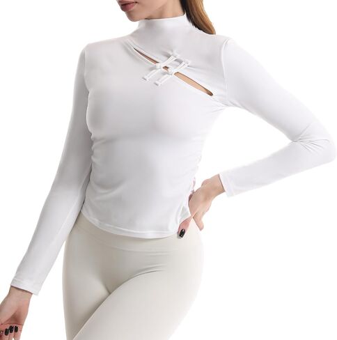 JBT Workout Tops for Women Long Sleeve Chinese Style Athletic Yoga Shirt Lightweight Exercise Shirt Elegant Design in Saudi Arabia