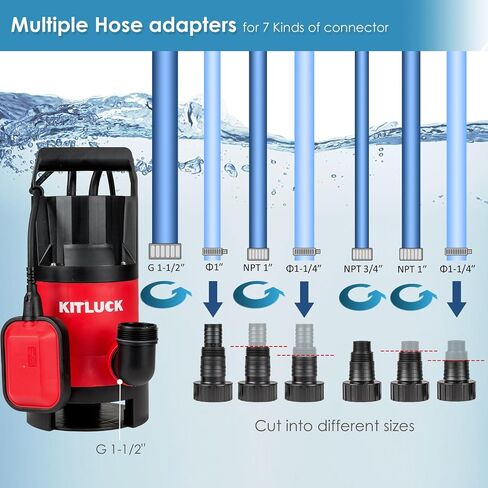 Sump Pump, 1HP 3500GPH Submersible Water Pump with Float Switch, 20ft Rubber Cord, Portable Handle, Sump Pump for Pool Draining, Remove Clean/Dirty Water for Flood Basement, Pond, Tub in Saudi Arabia